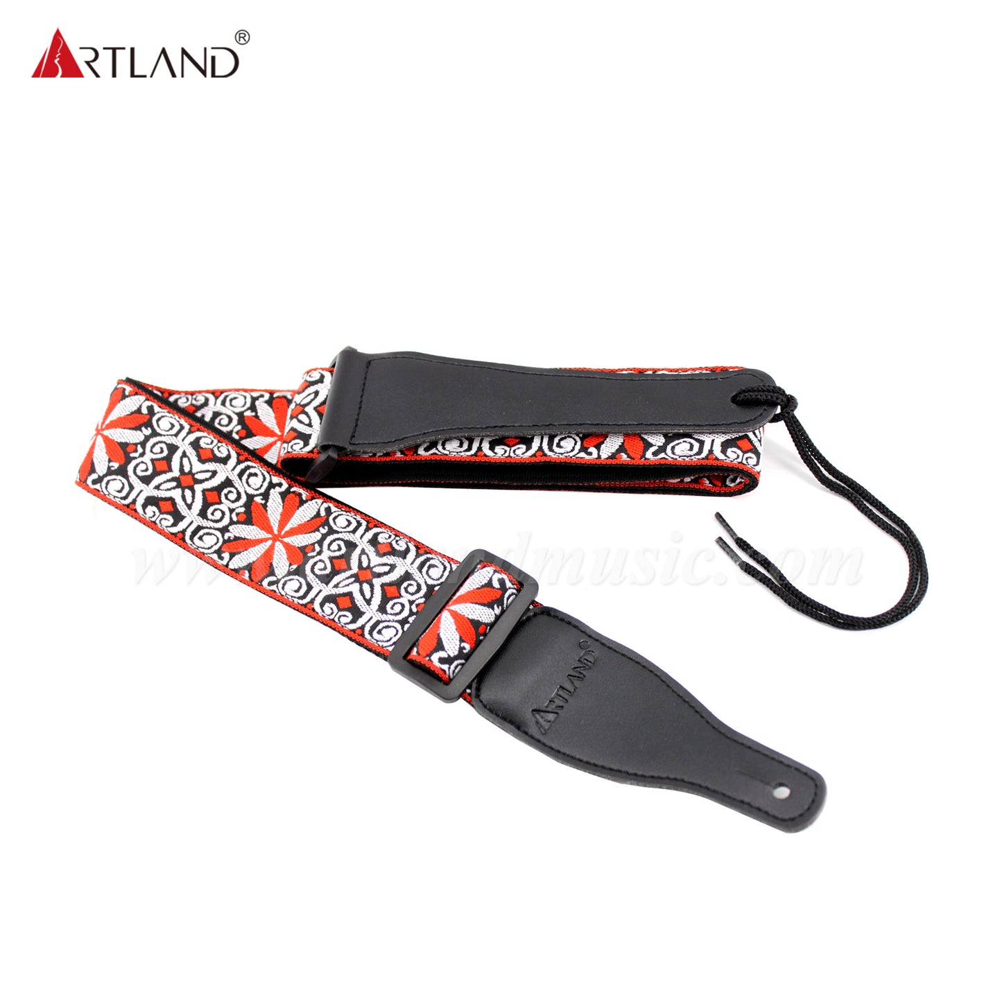 Red Embroidered Guitar Strap