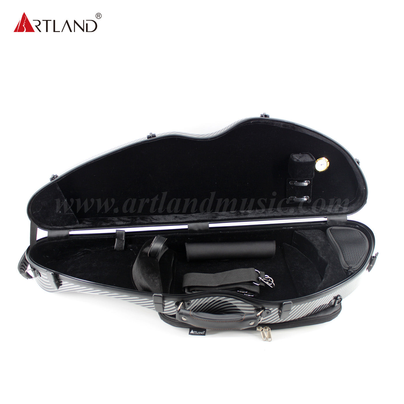 Half Moon shape carbon composite violin case -carbon looking